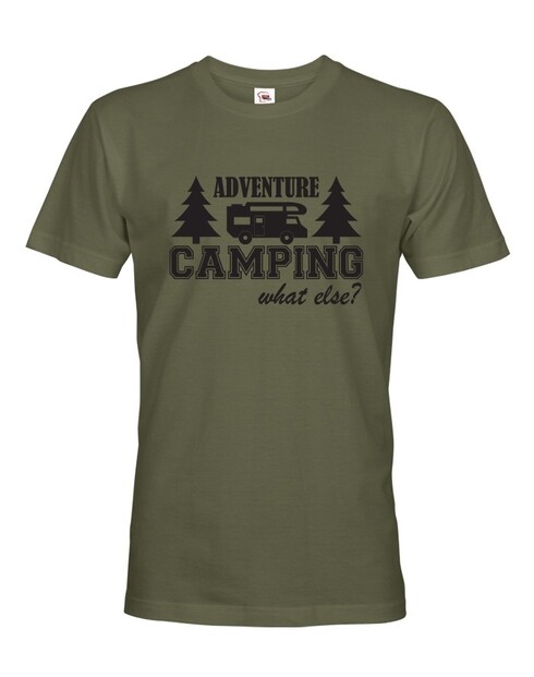 Pánske tričko s karavanom -Adventure Camping