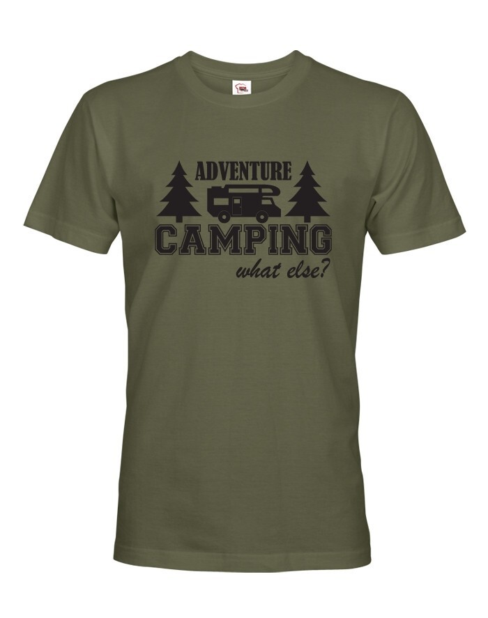 Pánske tričko s karavanom -Adventure Camping