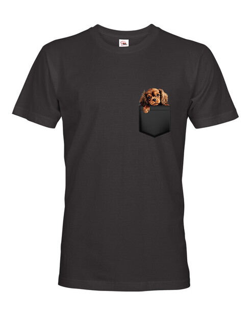 Pánské tričko King Charles španiel v kapsičce