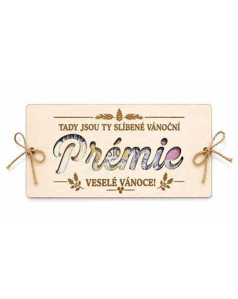 Drevená obálka na peniaze - Vianočná prémia