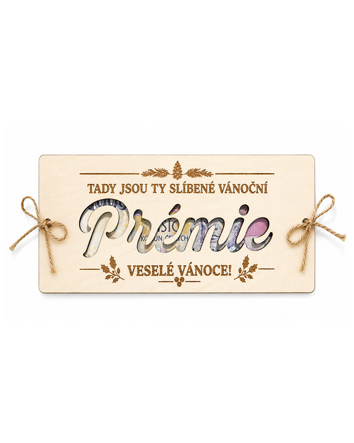 Drevená obálka na peniaze - Vianočná prémia
