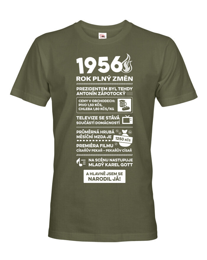 Pánské tričko narozeninové noviny 1956