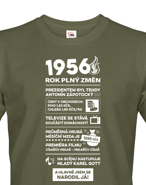 Pánské tričko narozeninové noviny 1956