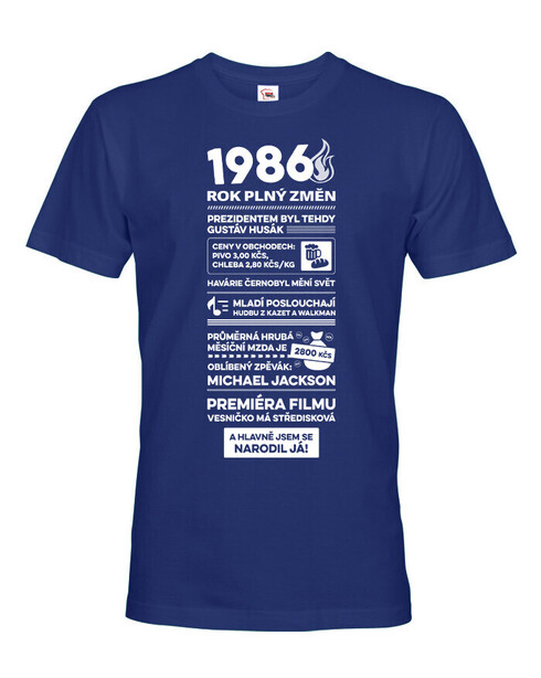 Pánské tričko narozeninové noviny 1986