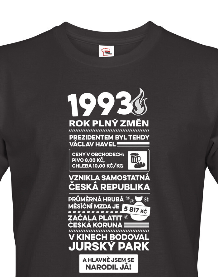 Pánské tričko narozeninové noviny 1993